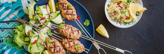 Grillspett med kryddad fläskfärs