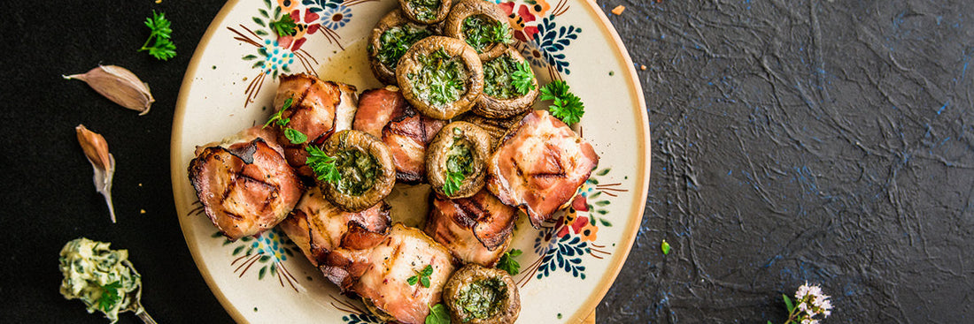 Grillade champinjoner på två sätt